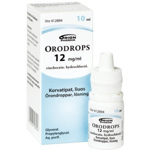 Ушные капли обезболивающие для детей  и взрослых Orodrops 12мг, 10мл