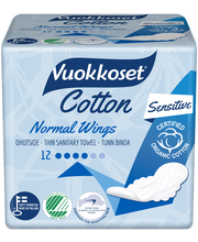 Прокладки с хлопком Vuokkoset Cotton Normal Wings 12шт.