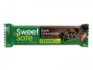 Горький шоколад (60% какао) Sweet & Safe без сахара 25гр