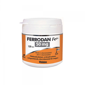 Препарат железа (пролонгированного действия) Ferrodan Fe, Ферродан Фе ++ железо 50 мг + С 120таб