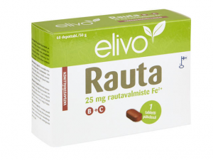 Препарат железа Elivo Rauta железо 25 mg + витамины группы B+C 60кап.