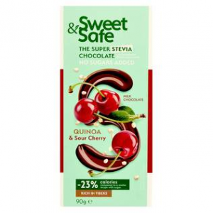  Молочный шоколад с вишней Sweet & Safe "Stevia"без сахара 90гр