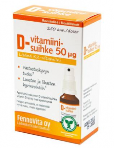 Спрей для полости рта (апельсин) витамин Д+К2 Fennovita D-vitamiinisuihke 50мкг + K2мг 25мл