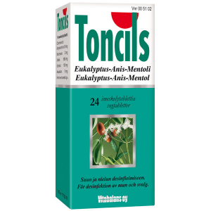 Таблетки для лечения боли в горле Toncils, Тонкилс (эвкалипт-анис-ментол) 24шт.