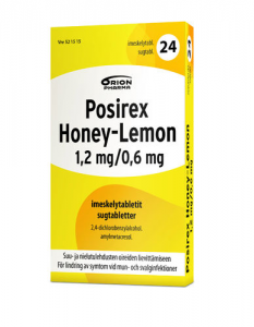 Пастилки для лечения боли в горле Позирекс (мед,лимон), POSIREX 1,2 мг / 0,6 мг 24шт.