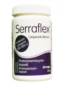Противовоспалительный препарат Serraflex serrapeptidaasi 100000 U, Серрафлекс  (Серрапептаза) 60кап.