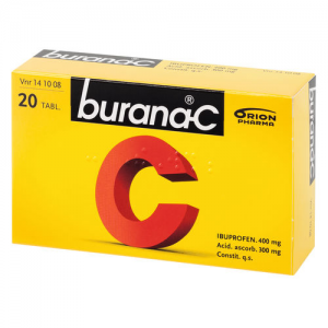 Обезболивающие и жаропонижающие средство для детей и взрослых Бурана, BURANA+С 20таб.