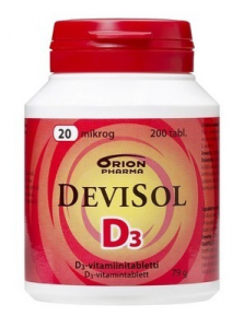 Жевательные таблетки D3 Devisol (фруктовый вкус) 20мкг, 200табл