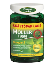 Рыбий жир Moller Tupla комплекс двойного действия Omega-3 с витаминами A,D,E 150кап.