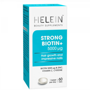 Усиленный биотин 5000 мкг + цинк, витамин С, цистеин HELEIN STRONG Biotin 60кап.