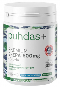 Органический рыбий жир Puhdas+ Premium E-EPA 500мг +E-DHA 100капс. 