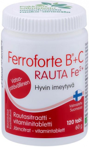 Железо + витамины В,С Ferroforte B + C rautasitraatti-vitamiinitabletti 120таб.