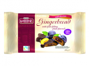 Пряники Gingerbread фигурные с яблочно-сливовой начинкой покрытые шоколадом 200гр