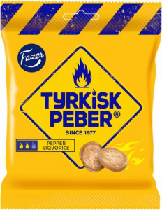 Карамель перец и солодка Fazer Tyrkisk Peber Liquorice salmiakki karkkipussi 120гр