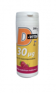 Витамин Д 30мг (малина) D-Vita  200таб.