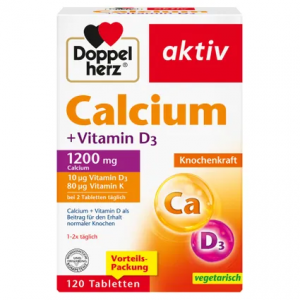  Комплекс Doppelherz aktiv Calcium 600мг + Vitamin 5мкг D3+40мкг К, 120шт.