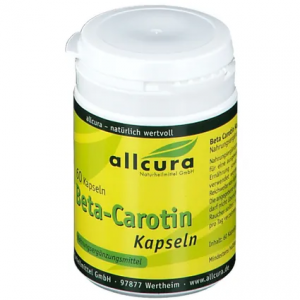 Витамины для загара бета-каротин, витамин А 6мг allcura Beta-Carotin 60кап.