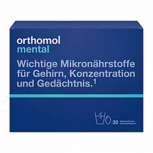 Витаминный комплекс для работы мозга и памяти Ортомол Ментал, Orthomol Mental (капсулы и порошок на 30дней).