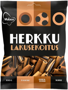 Лакричные конфеты какао, ириска и сливочная ириска Malaco Herkkulaku Mix 200гр