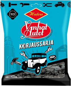 Мягкие лакричные конфеты Halva Vanhat Autot Korjaussarja 120гр