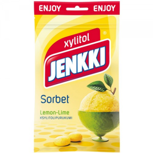 Жевательная резинка без сахара (лимон-лайм) Jenkki xylitol sorbet 70гр