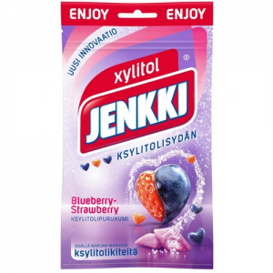 Жевательная резинка (черника-клубника) Jenkki Ksylitolisydän Blueberry-Strawberry 70гр