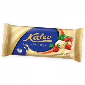 Белый шоколад с клубникой и кусочками печенья Kalev 300гр