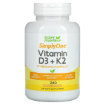  Витамин D3, 25мг + K2 Super Nutrition SimplyOne 240кап.