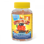 Детский рыбий жир + Д3 Sana-sol Vitanallet Omega-3+D-vit. Апельсин/Папайя 90шт.