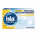 Леденцы для облегчения боли в горле и кашля, вызванных простудой Isla med (исландский мох+гиалуроновая кислота)20шт.