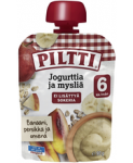 Детское питание Piltti йогурт, мюсли, банан, персик, яблоко  ( с 6 месяцев) 90 гр.